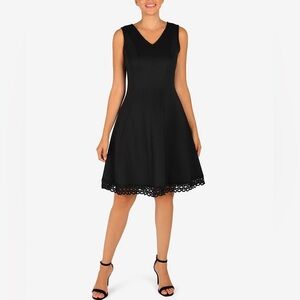 Donna Ricco Fit and Flare Scuba Little Black Dress